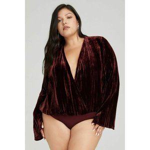 Good American Burgundy Velvet Bodysuit